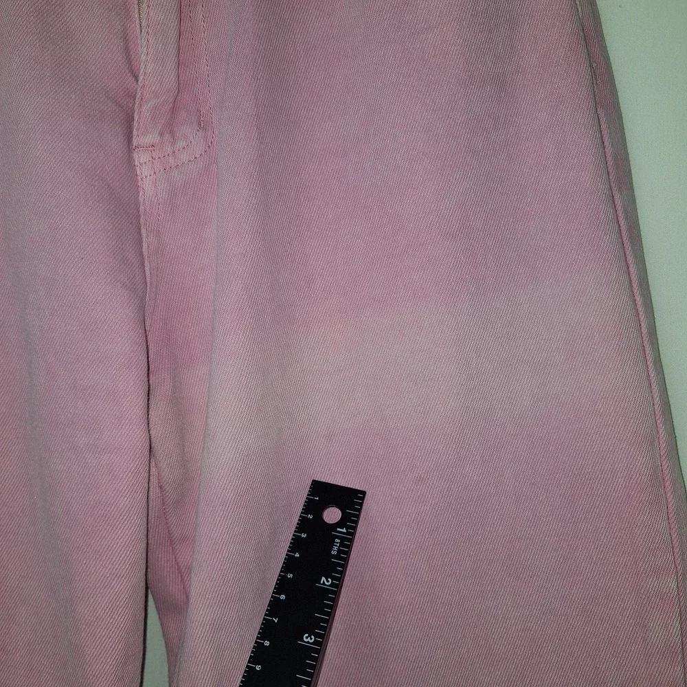 Pink‎ Denim Jeans High Waisted Wide Leg Y2K Bubblegum Sassy Shortcake L Large
